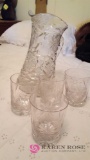 Cut Crystal Pitcher with 4 matching glasses