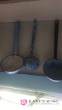 Four graniteware ladles