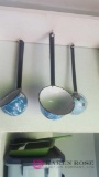 Three graniteware ladles