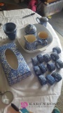 Blue swirl porcelain kitchen pieces