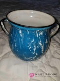 Blue Swirl Graniteware Bowl