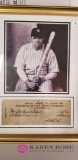 Framed Picture of Babe Ruth with Check