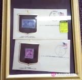 Historic collectible stamps in frame
