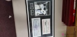 Framed Picture of Mantle and DiMaggio with Checks
