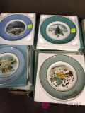 Collectible plates, brandy glasses,