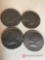 Four Kennedy half dollars