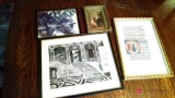 Four pieces of framed artwork