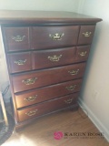 Wooden dresser and contents
