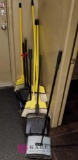 Lot of Brooms and Dust Pans