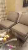 Two gray plush chairs