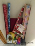 Christmas wrapping paper, bows, tags