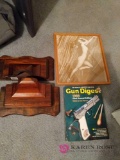 2 book ends, Gun Digest, framed photo