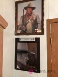 John Wayne metal sign, framed picture,