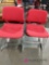 10 red fabric metal chairs