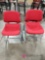 10 red fabric metal chairs