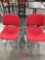 10 red fabric metal chairs