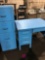 Vintage desk painted blue, file cabinet