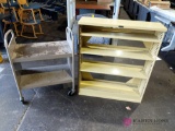 Metal rolling cart and metal bookshelf