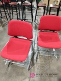 10 red fabric metal chairs