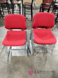 10 red fabric metal chairs