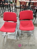 10 red fabric metal chairs