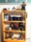 Wooden Shelving Unit and Contents