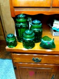 Set of Green Moon and Star canisters