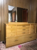 4?8? Blonde eight drawer dresser with mirror