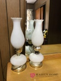 Pair of milk glass lamps