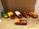 Six vintage matchbox trucks