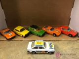 Six early matchbox import cars