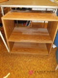 Wooden rolling shelving unit