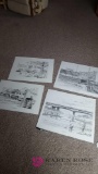 Four pencil prints of Toledo