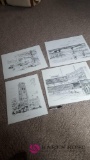 4 pencil prints of Toledo