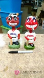 Two Cleveland Indians bobbleheads one has damage