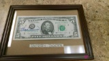 Bobby doerr autographed $5 bill