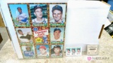 Ted Williams game-used bat sawdust, Lou Gehrig stamps, and Cracker Jack baseball cover