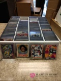 Collection of sleeved football trading cards