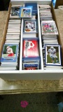 Box of assorted football trading cards