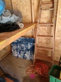 Wood step ladder and extension cord