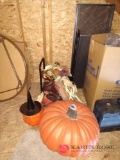 Halloween decorations and log rack