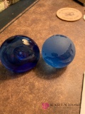 Blue glass paper weights