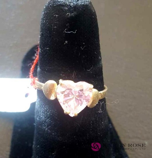 14 karat gold ring with pink heart shaped Stone