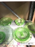 8 pc. Of Green depression glass