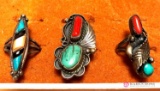 3 Turquoise rings