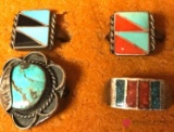 4 turquoise rings ZUNIE