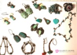 Turquoise earrings, bracelet