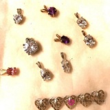 9 rhinestone necklace pieces