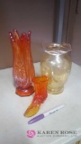 Orange carnival glass Vaces