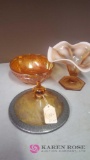 Orange carnival glass pieces